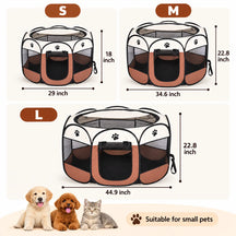Foldable Octagonal Pet Enclosure Tent Portable Pop-Up Breathable Mesh House Shelter Cattery for Cats Dogs and Small Animals