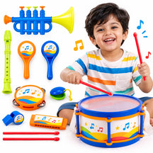 Rockstar Drum Set For Kids with 2 Drum Sticks and Microphone, Musical Instruments Playset, Birthday Gift for Boys and Girls