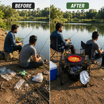 Portable Camping Table With Insulated Cooler for Outside, Fishing, Hiking, Tailgating