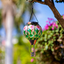Hot Air Balloon Solar Lantern with Flickering Flame Light for Outside Garden Patio Porch Tree Yard