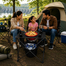 Portable Camping Table With Insulated Cooler for Outside, Fishing, Hiking, Tailgating