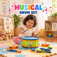 Rockstar Drum Set For Kids with 2 Drum Sticks and Microphone, Musical Instruments Playset, Birthday Gift for Boys and Girls