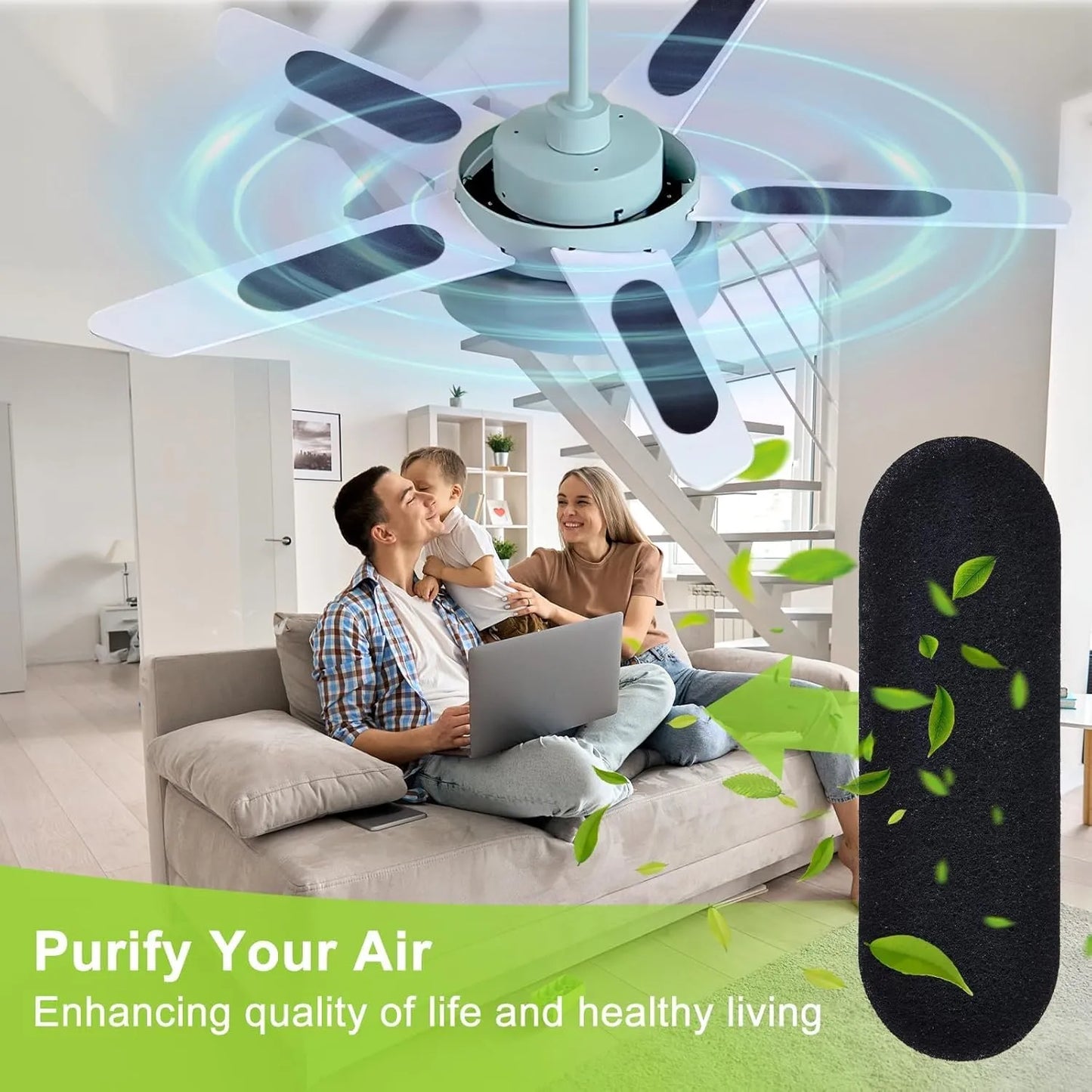 Ceiling Fan Air Purifier Filters with Activated Coconut Carbon