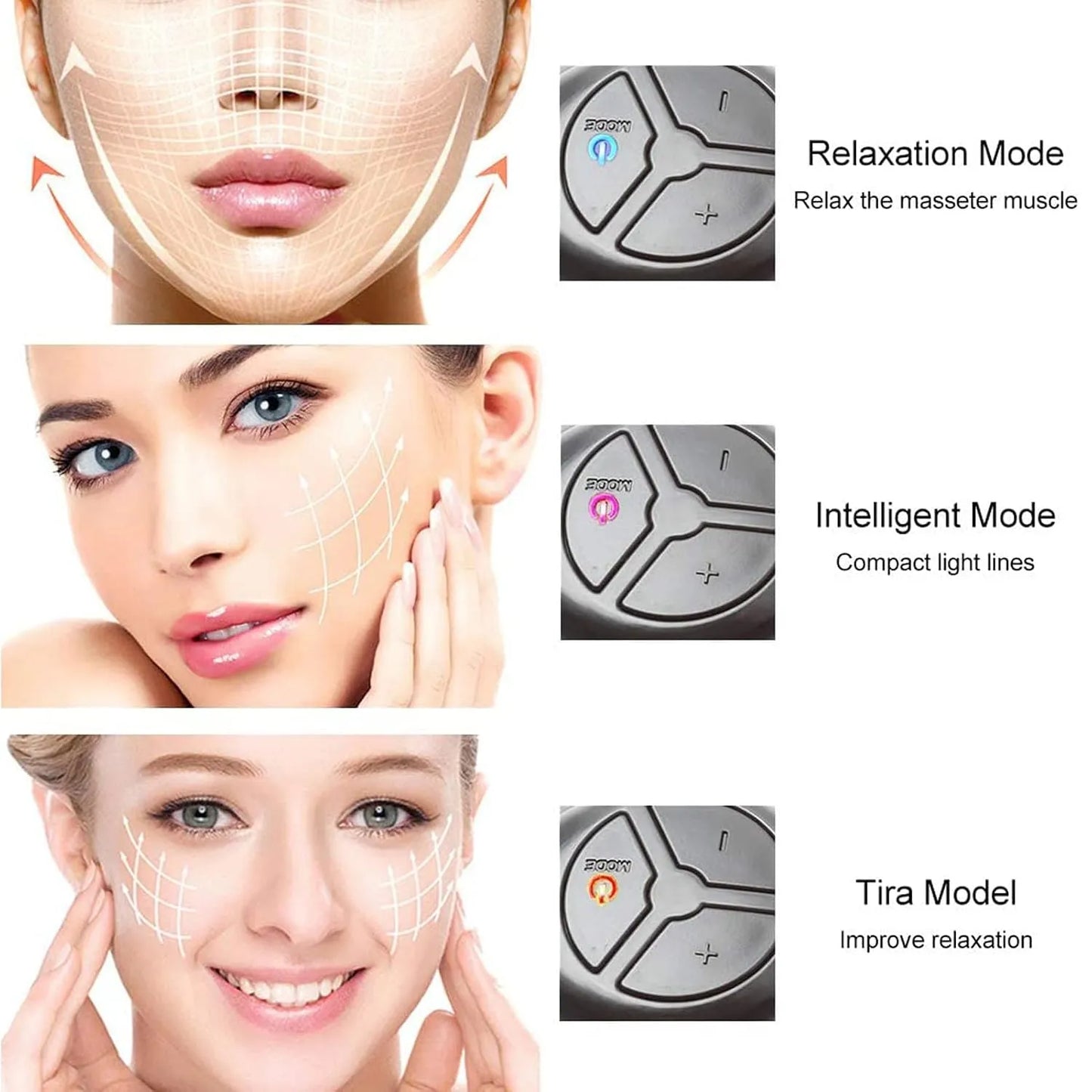 Reduction or complete disappearance of the double chin V-Face Massager