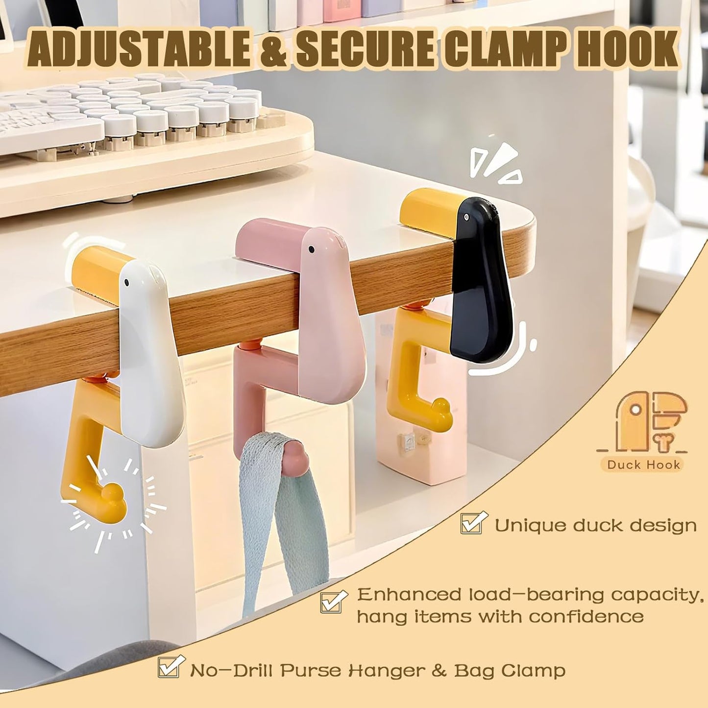 Duck Shape Detachable Desk Side Hook