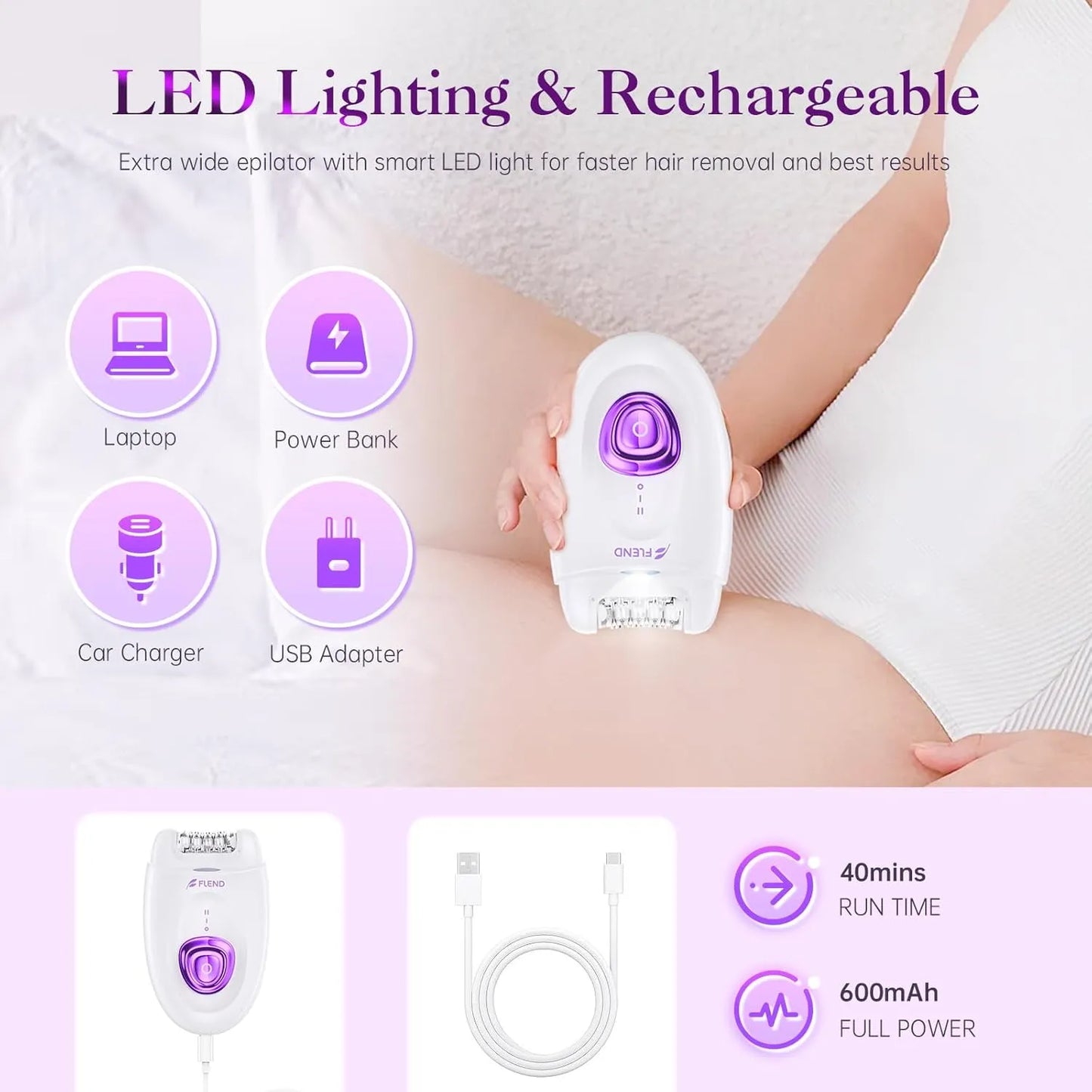 2-in-1 Electric Hair Removal Epilator & Shaver for Face & Body