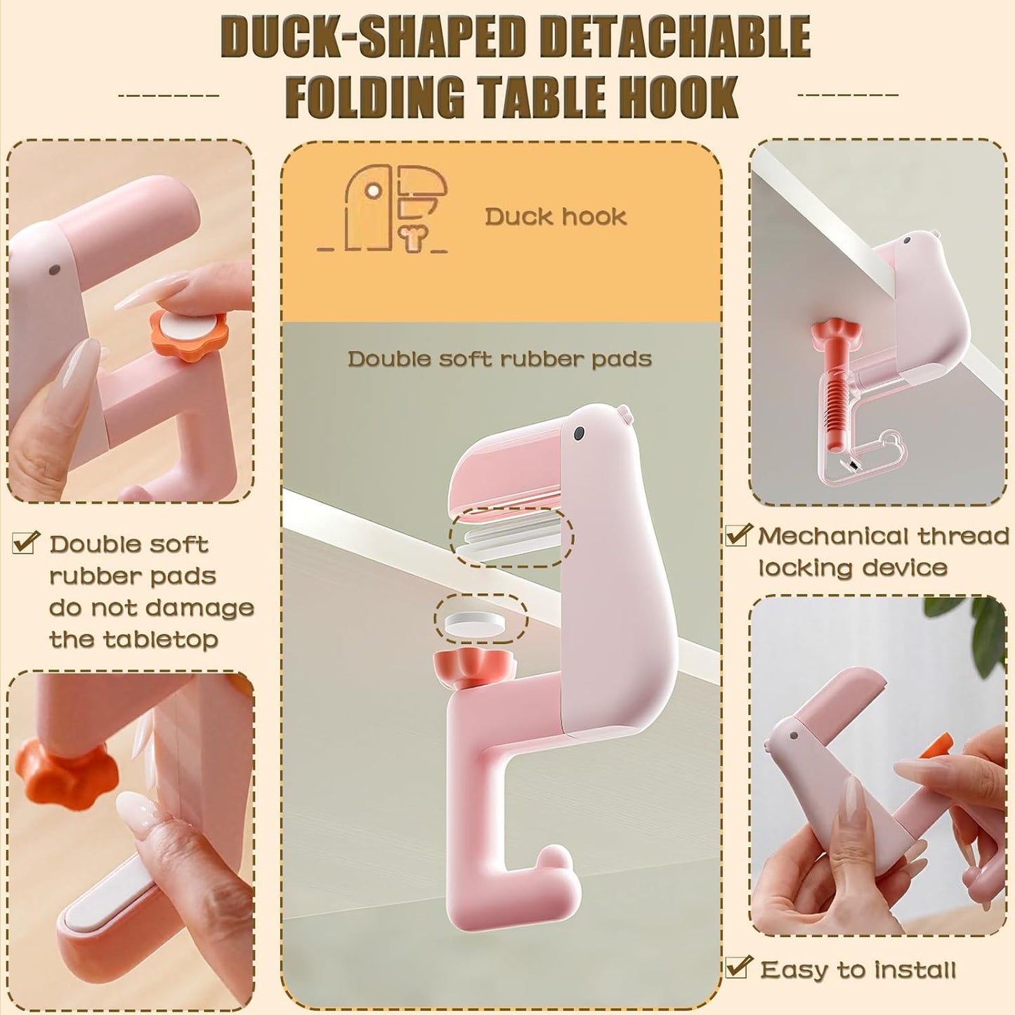 Duck Shape Detachable Desk Side Hook