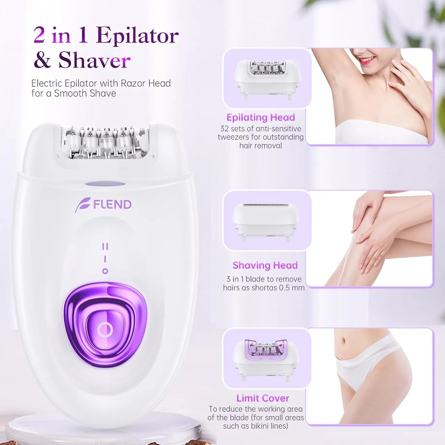 2-in-1 Electric Hair Removal Epilator & Shaver for Face & Body