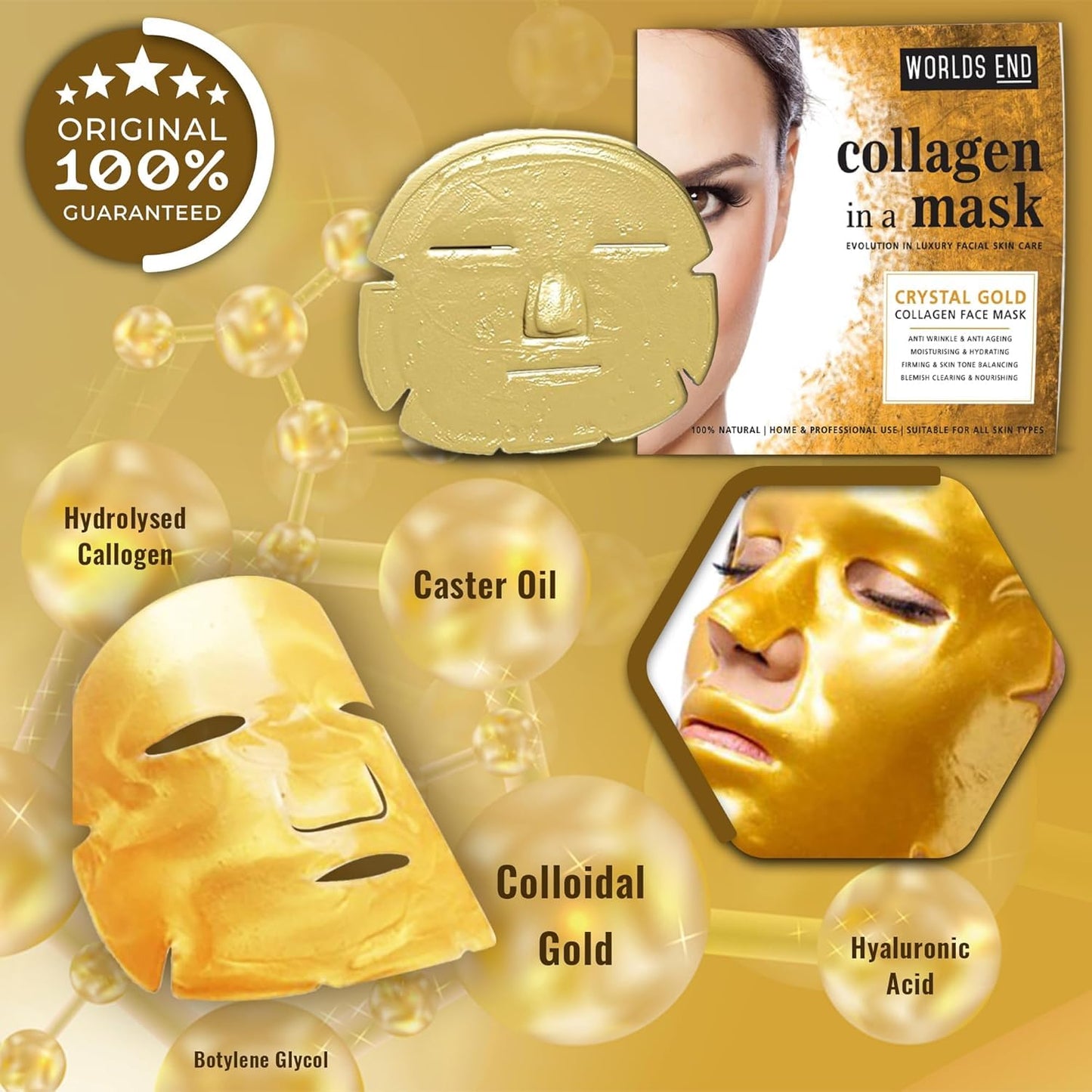24K Gold Collagen Face Mask – Instant Glow & Anti-Aging Lift