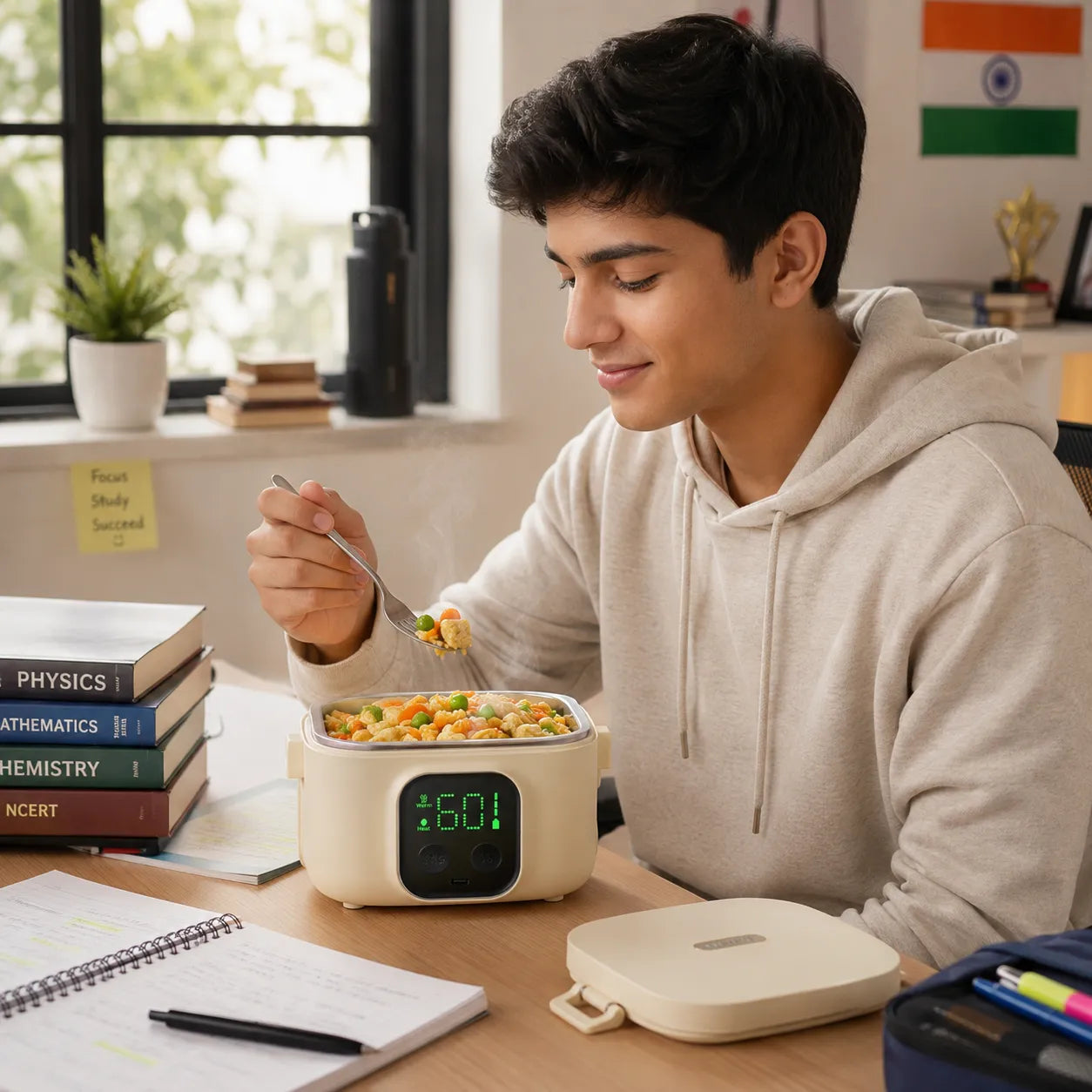 7 Levels Heating Function Cordless Lunch Box with Battery | Portable for Home, School, Travel, and Office