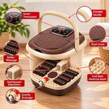Electric Spa Foot Massager Machine With 8 Manual Rollers, Digital Panel, Bubble Bath & Water Heating Technology For Pedicure, Pain Relief & Foot Care