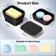 Silicone Travel Soap Case with Body Scrubber, 2 in 1 Foldable Bathroom Soap Dishes Container
