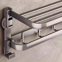 Premium Aluminum Rustproof Drill-Free Bathroom Organizer Rack
