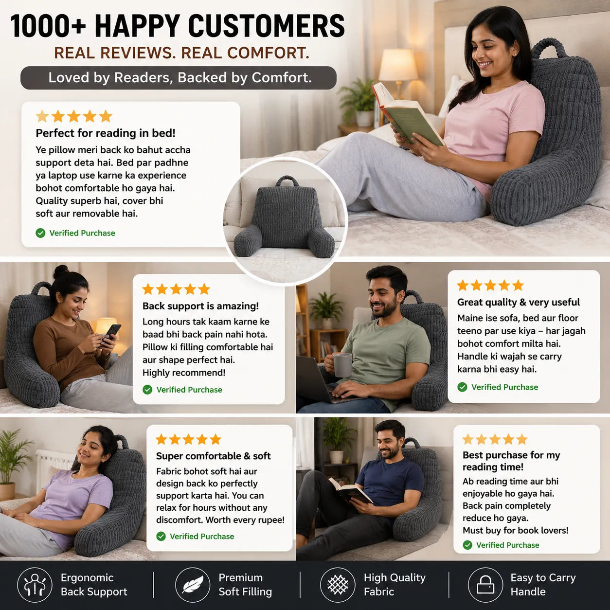 Back Cushion Wedge-Shaped Pillow