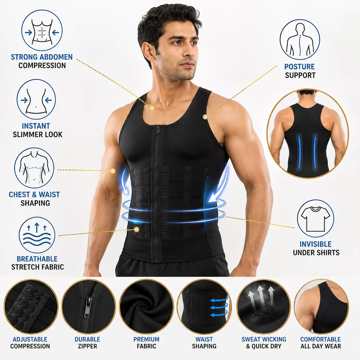 2-In-1 Men Compression Vest for Body Slimming