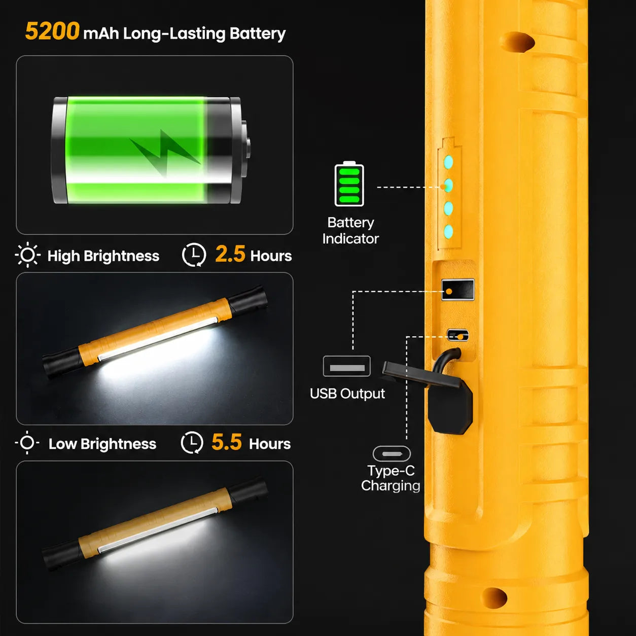 Multifunctional Magnetic Flashlight Rod for Repair, Camping, Emergency, Garage, Workshop and Outdoor Use