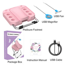 All-in-One Foldable Pedicure Stand with Light, Magnifier & Dryer