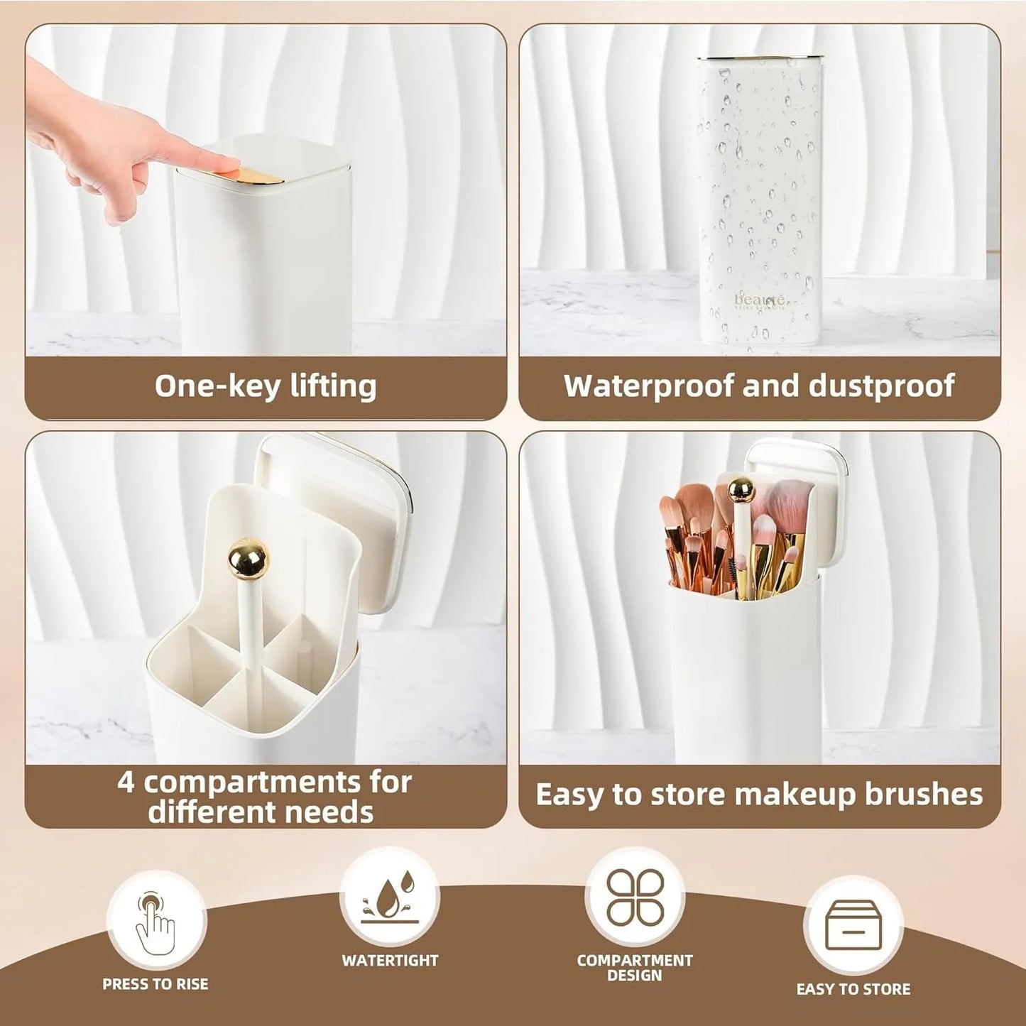 Automatic One-Touch Pop-Up Makeup Brush Organizer