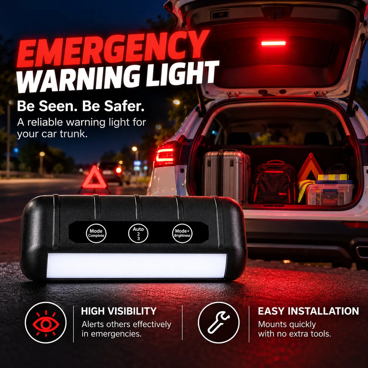 Solar Trunk Emergency Reading Light |  Rechargeable Multi-Color Automotive & Camping Light