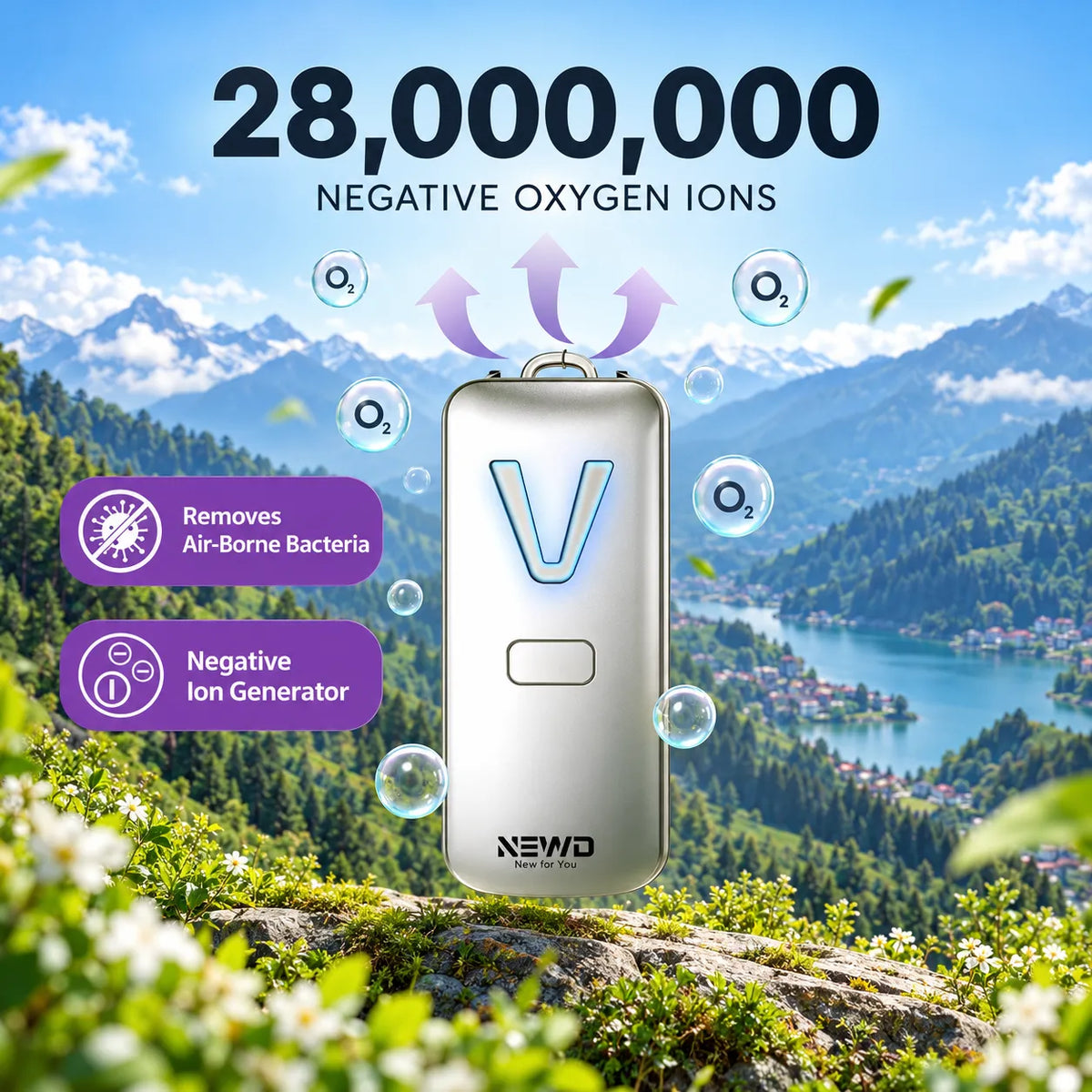 Portable Mini Rechargeable Personal Purifier Necklace with 15-Hour Battery