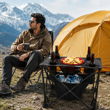 Portable Camping Table With Insulated Cooler for Outside, Fishing, Hiking, Tailgating