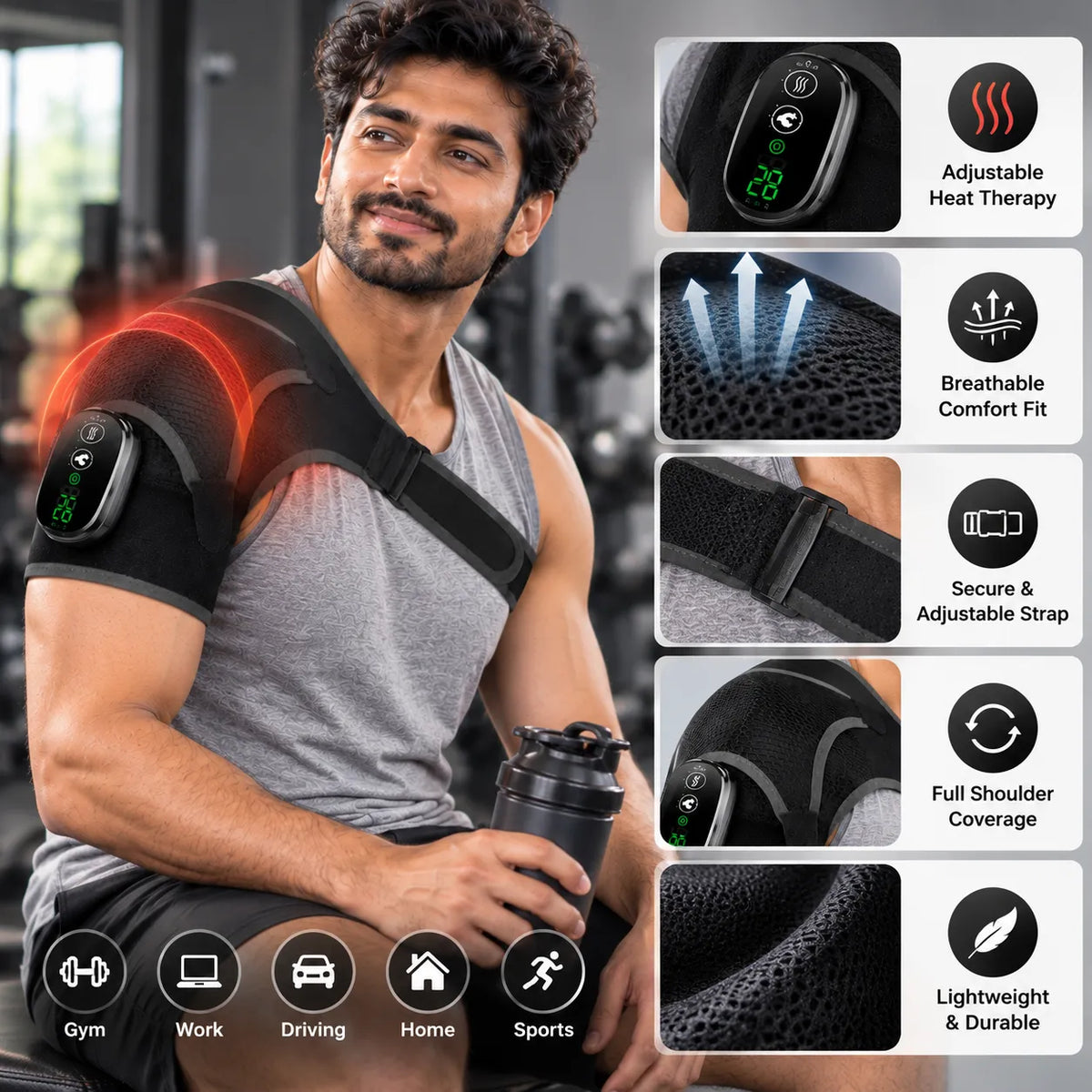 Cordless Shoulder Heating Belt with Professional Grade Joint Recovery System For Pain Management And Relaxation