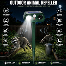 Waterproof Solar Powered Animal Repeller for Rats,Squirrels,Dogs,Foxes and Birds  with Motion Sensor & LED Flash