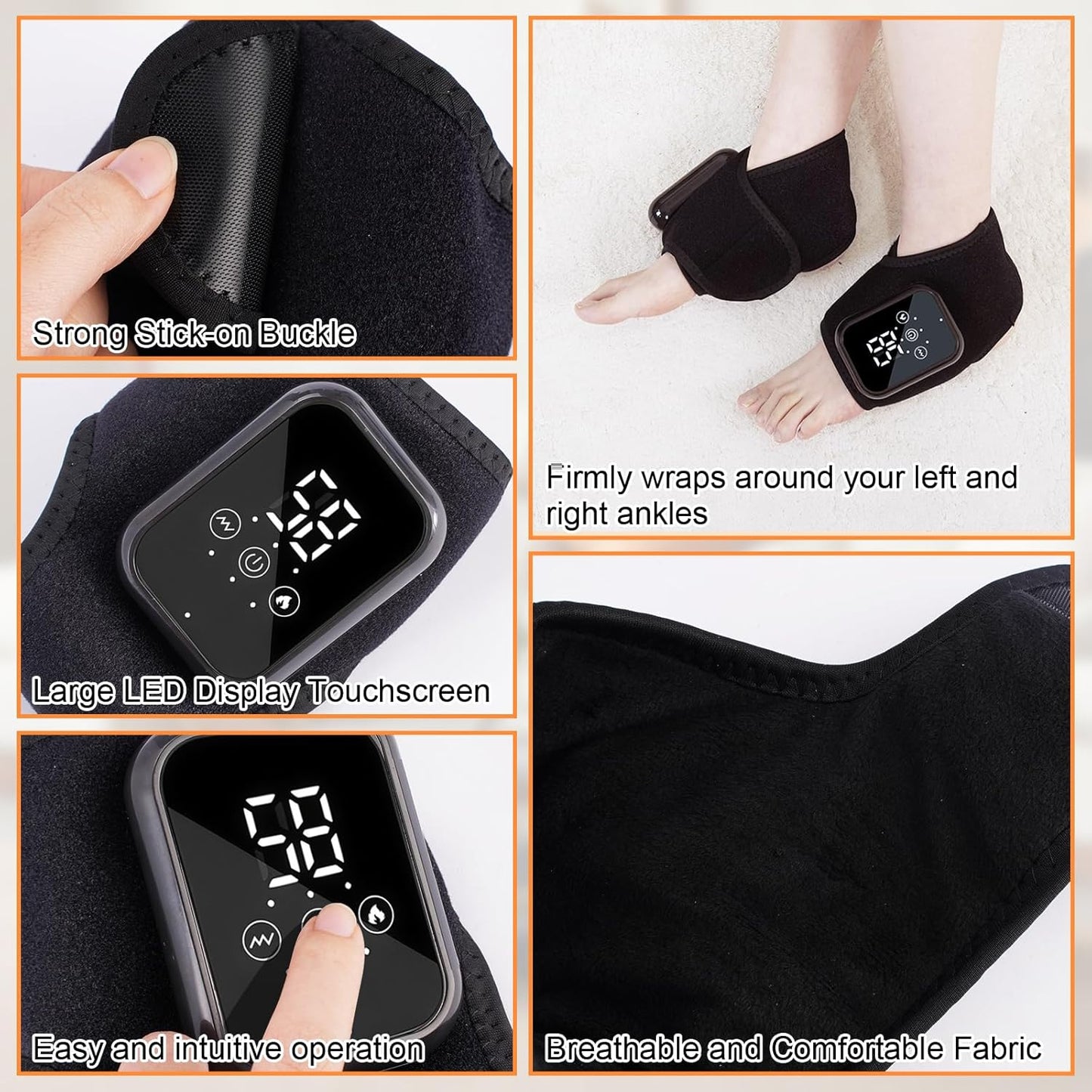 Heat-Massager Ankle Band for Instant Pain Relief