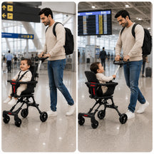 Ultra-Light Portable Baby Stroller with Push Handle, 4 Wheels & Portable Travel Buggy