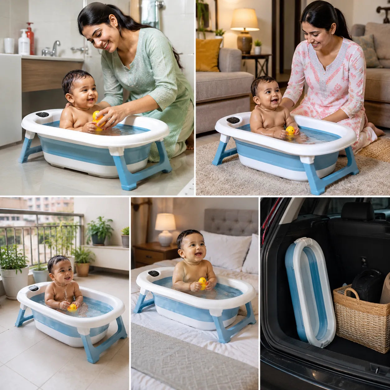 Portable Spa Bath Tub for Adults & Kids with Water Temperature Indicator Screen