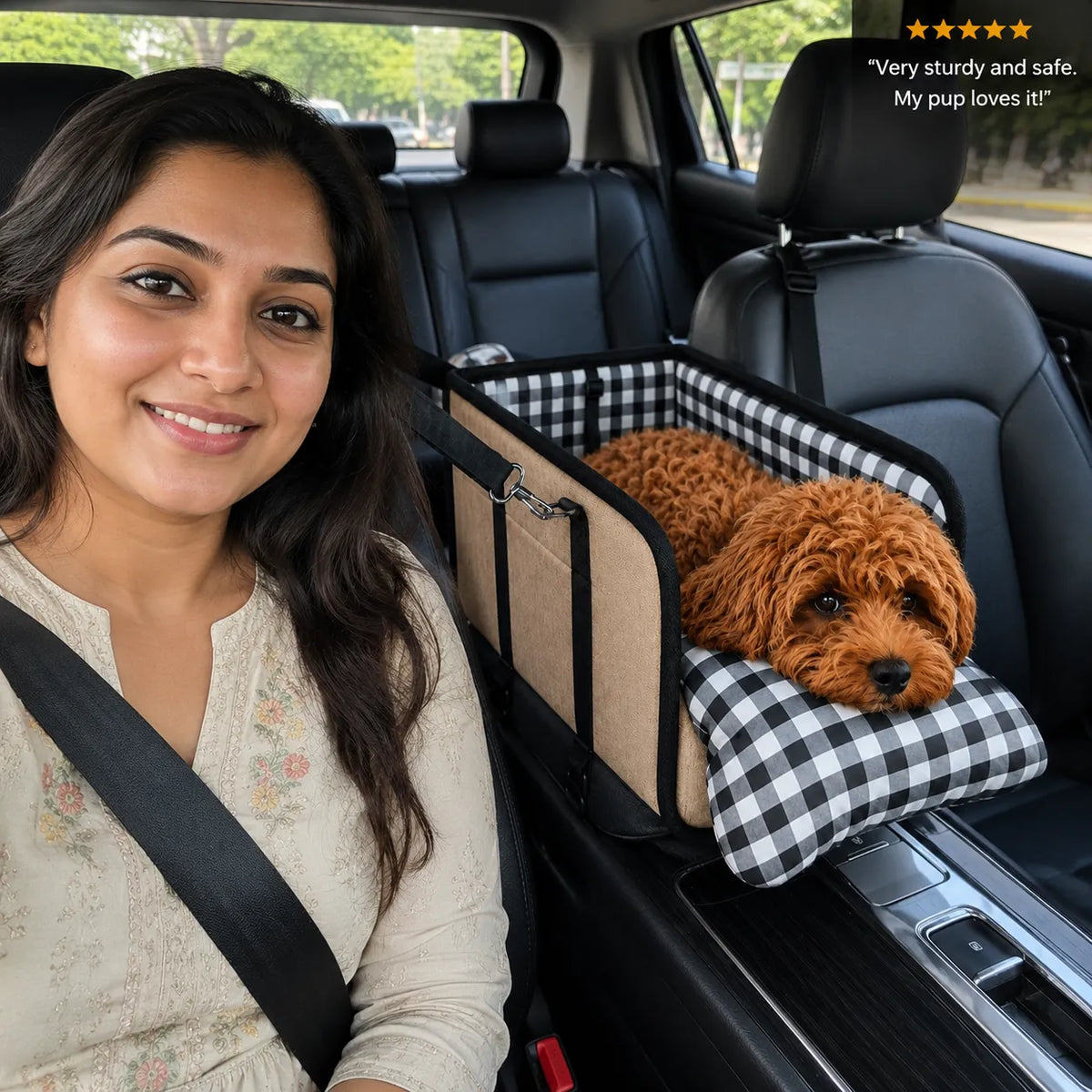 2-in-1 Pet Carrier & Console Seat Dog Car Seat for Small Dogs and Cats