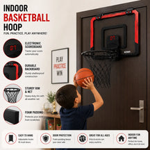 Wall Basketball Basket with 3 Balls, Scoreboard And LED Lights For Indoor - Outdoor