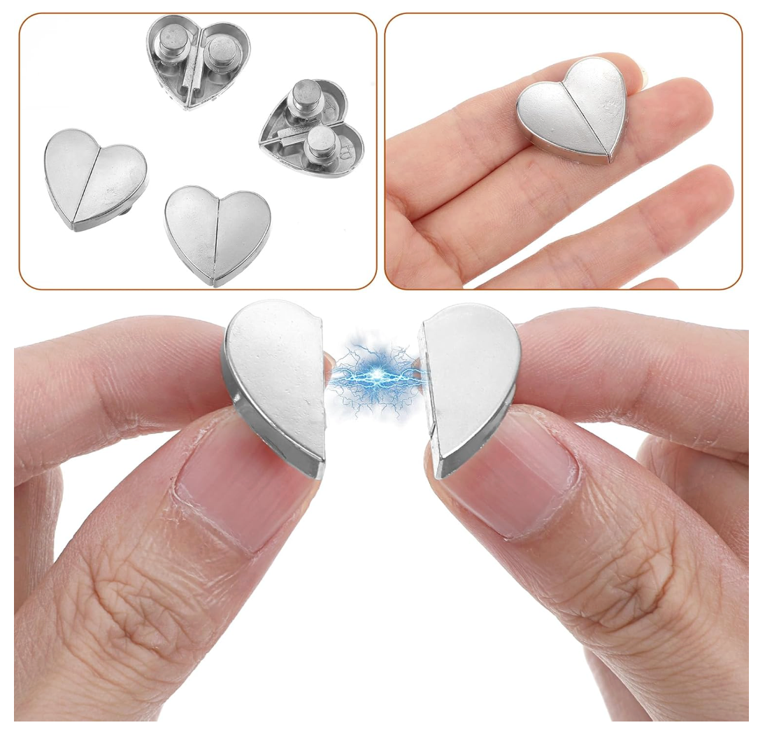 Heart-Shaped Detachable Magnetic Curtain Clips (Pack of 5)