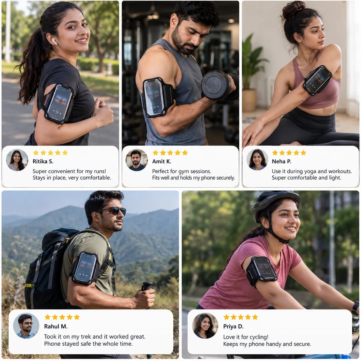 360° Rotatable Armband Phone Holder with Card Pockets for Running, Hiking, Biking & Any Sports