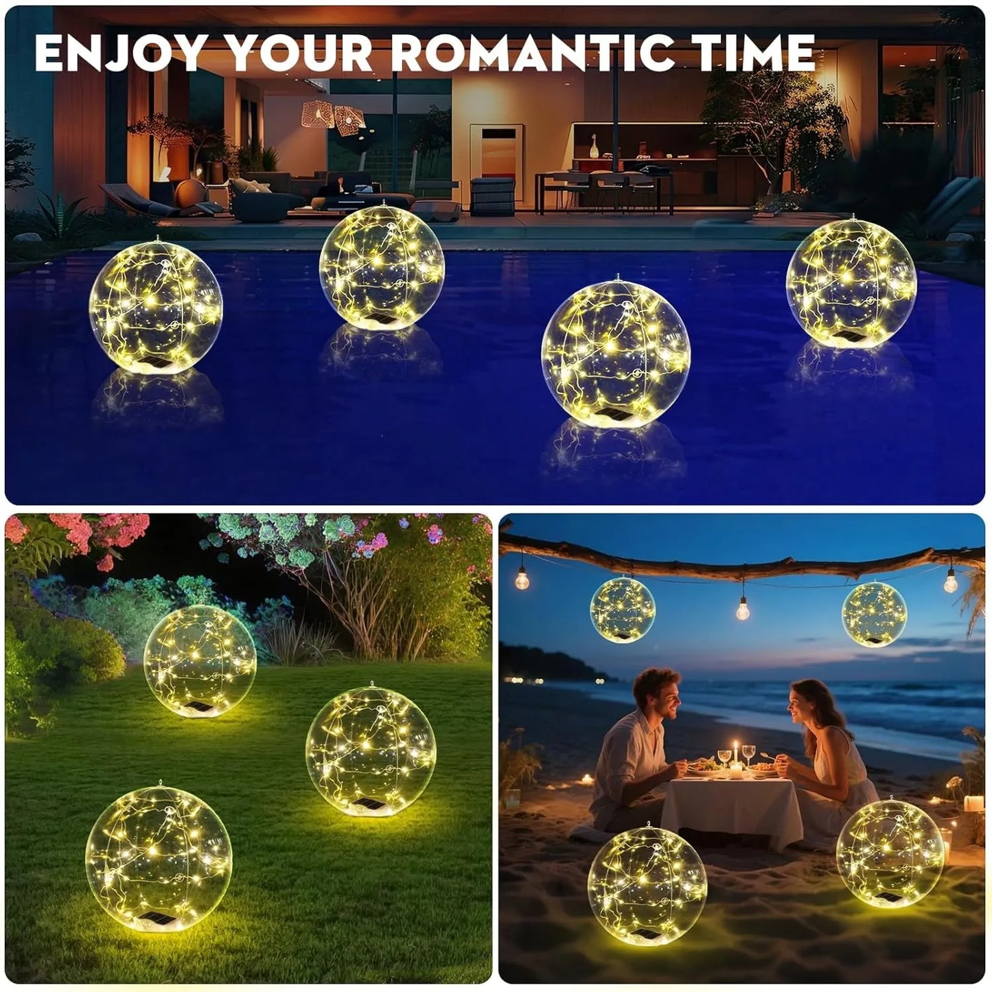 Solar Floating Pool Lights-Glow Ball (Pack of 4)