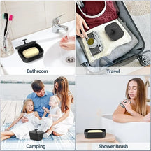 Silicone Travel Soap Case with Body Scrubber, 2 in 1 Foldable Bathroom Soap Dishes Container
