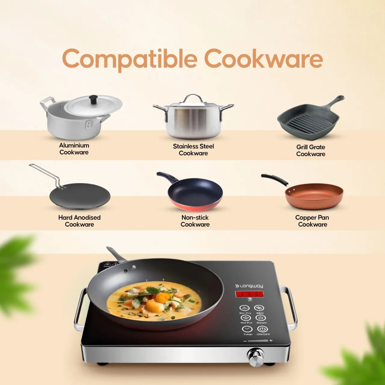 High Power 2200W Infrared Electric Cooktop