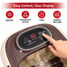 Electric Spa Foot Massager Machine With 8 Manual Rollers, Digital Panel, Bubble Bath & Water Heating Technology For Pedicure, Pain Relief & Foot Care