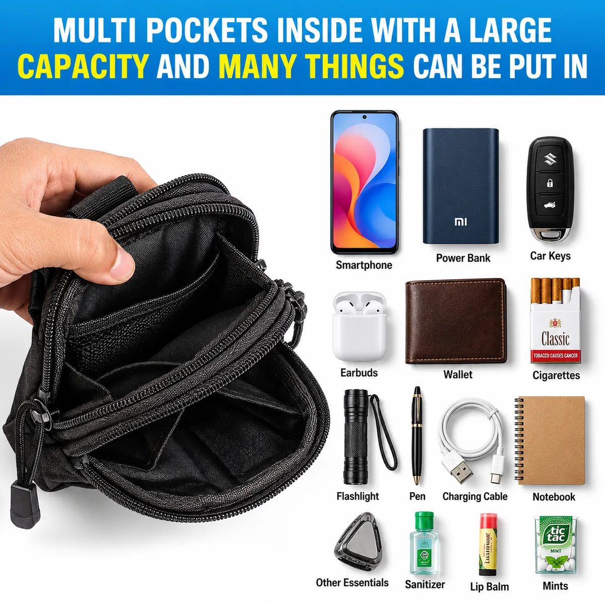 Motiongear Waist Sling Bag Keep your essential Everyday Carry gear organized, protected, and within arm's reach