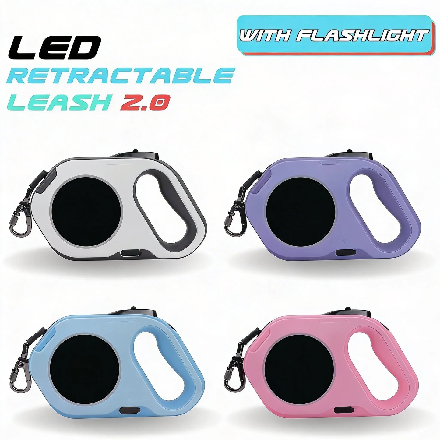 LED Retractable Dog Leash with Flashlight