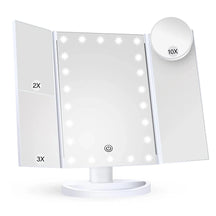 22 LED Trifold 10X Magnifying Makeup Mirror – Dual Power
