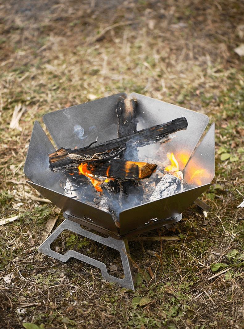 Folding Stainless Steel Camping Fire Pit & Stove