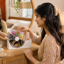 Accessories Organizer with 5-Section Rotating Case With 2-Slot For Dresser, Vanity, Bathroom, Bedroom & Office