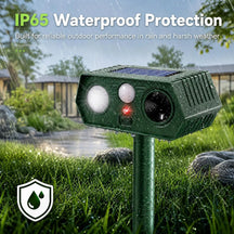 Waterproof Solar Powered Animal Repeller for Rats,Squirrels,Dogs,Foxes and Birds  with Motion Sensor & LED Flash