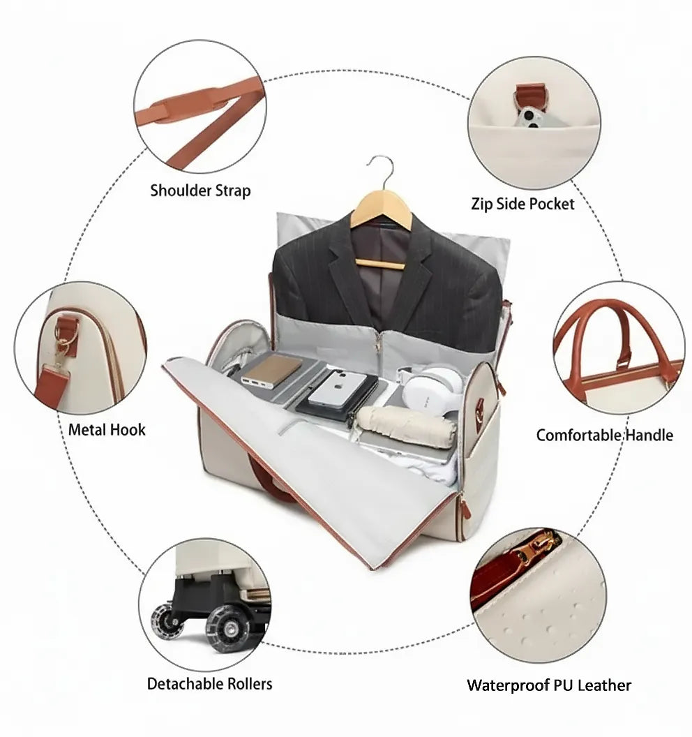 Premium PU Leather 3-in-1 Travel Waterproof Bag