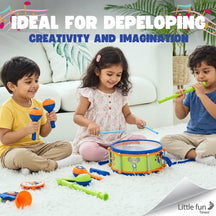 Rockstar Drum Set For Kids with 2 Drum Sticks and Microphone, Musical Instruments Playset, Birthday Gift for Boys and Girls