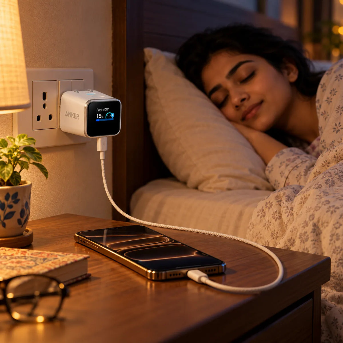 Anker Smart Display Charger, 45W Fast Charging USB C Charger with Smart Recognition, Built-in Maintenance Mode, Compact with 180° Foldable Plug