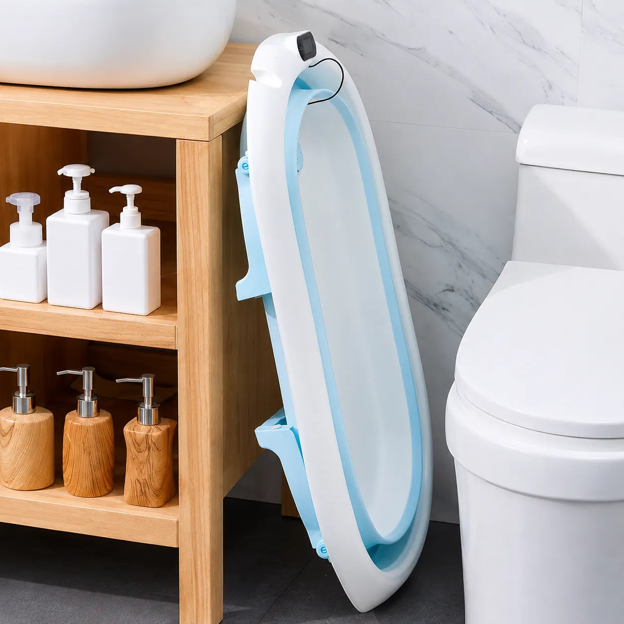 Portable Spa Bath Tub for Adults & Kids with Water Temperature Indicator Screen