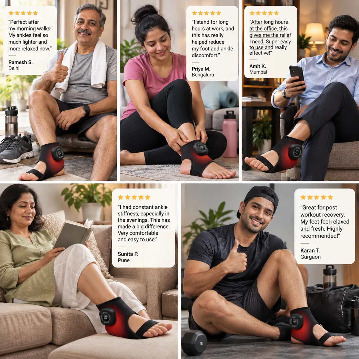 FootEase 3-in-1 Electric Heated Ankle, Foot Compression & Massager