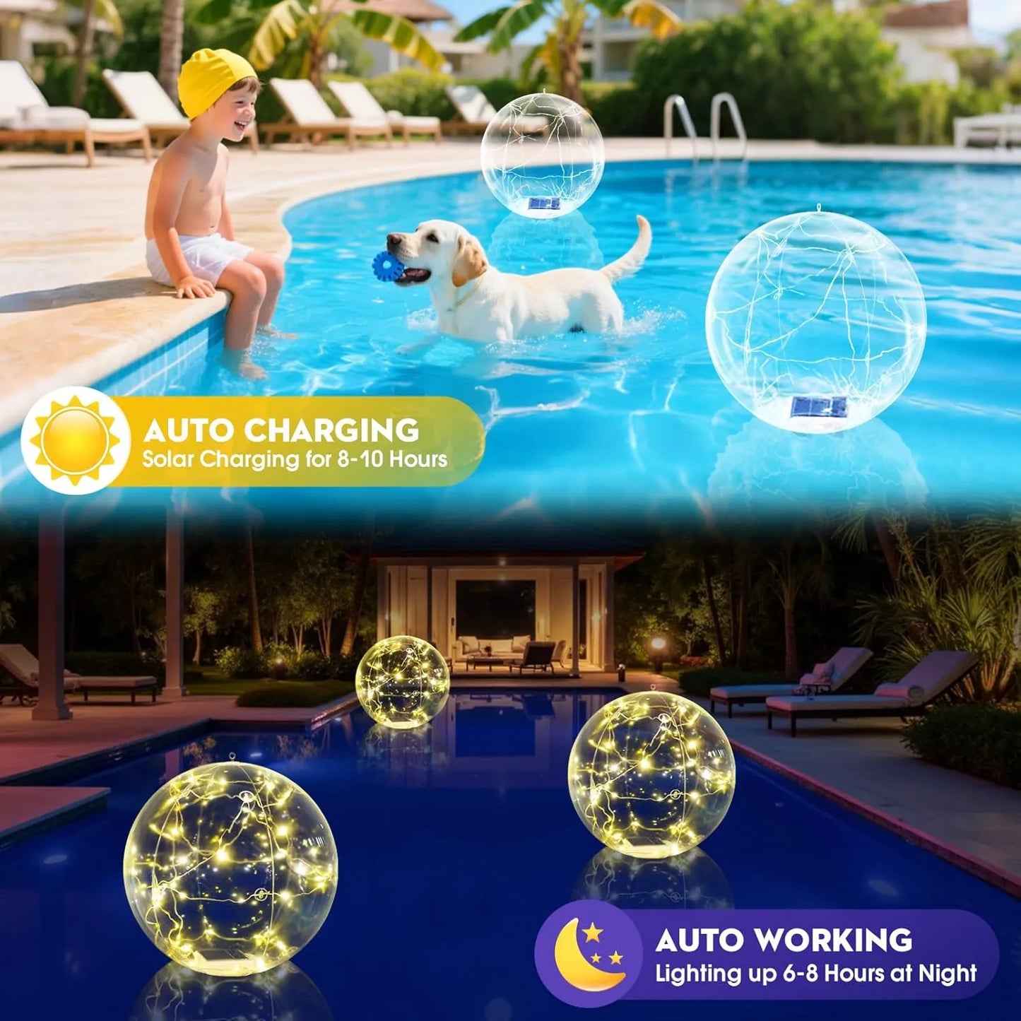 Solar Floating Pool Lights-Glow Ball (Pack of 4)